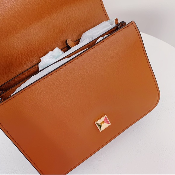 Michael Kors Mott Lg Chain Shoulder Leather Brown - Picture 12 of 14